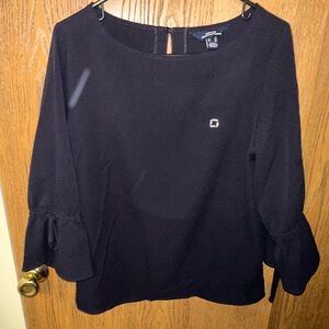 Lands' End Women's Black JPMorgan Chase Blouse with Sleeve Detail